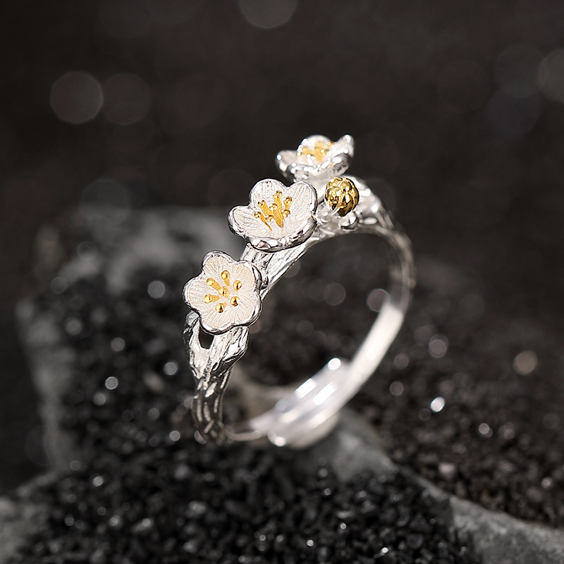 Ethnic Fashion Wear - 925 Sterling Silver Flower branch Open