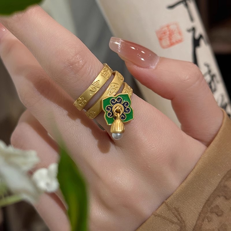 Ethnic Fashion Wear - New in Charm Green Enamel Flower