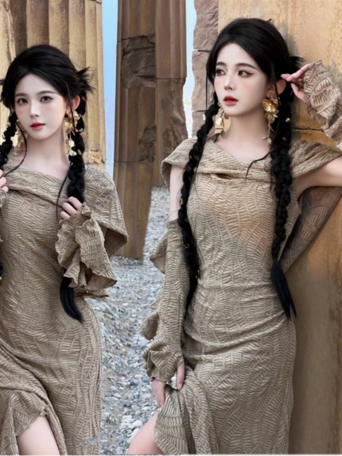 Desert  Themed Long Dress Wome - đánh giá và giá Ethnic Fashion Clothing